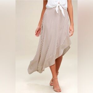 Lulus Tan and White Maxi skirt-XS